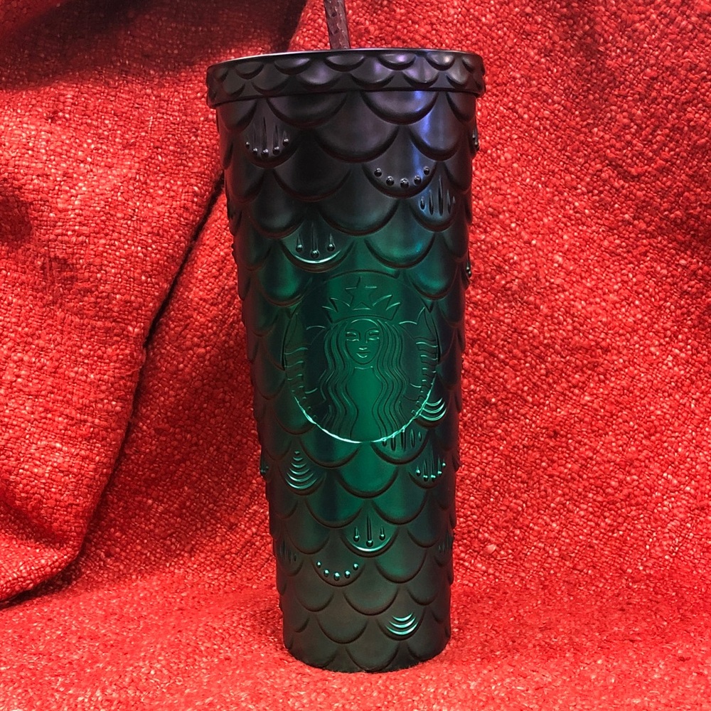 Brand New Starbucks Iridescent Green Mermaid Tumbler with Straw